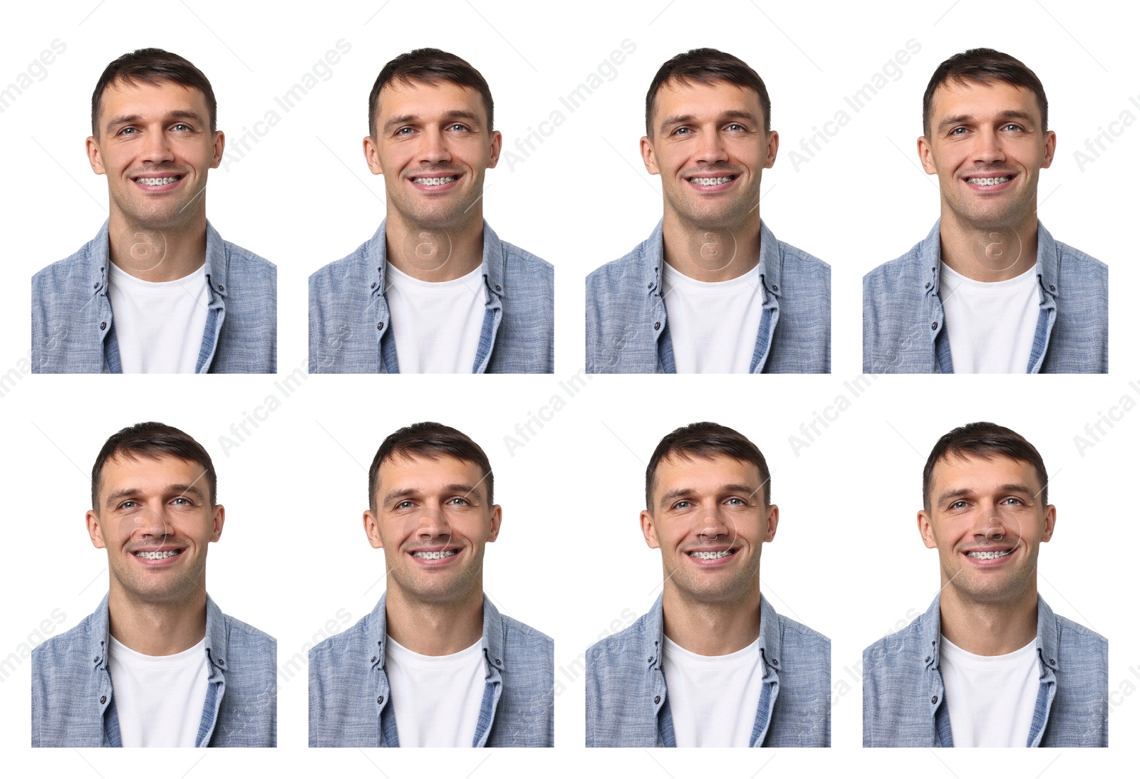 Image of Photo of man for passport or other document on white background, set