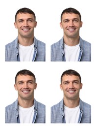 Image of Photo of man for passport or other document on white background, set