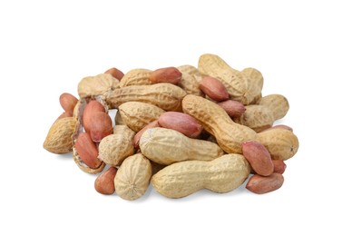 Photo of Pile of different peanuts isolated on white