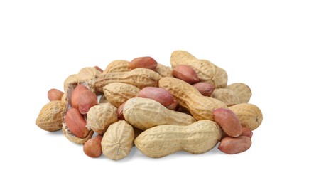 Photo of Pile of different peanuts isolated on white