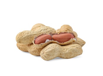 Photo of Pile of fresh peanuts isolated on white