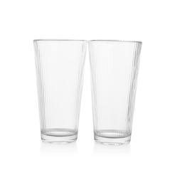 Photo of Two empty clean glasses isolated on white