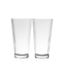 Photo of Two empty clean glasses isolated on white