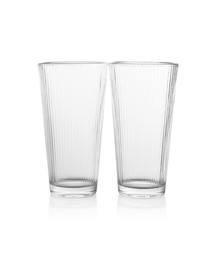 Photo of Two empty clean glasses isolated on white