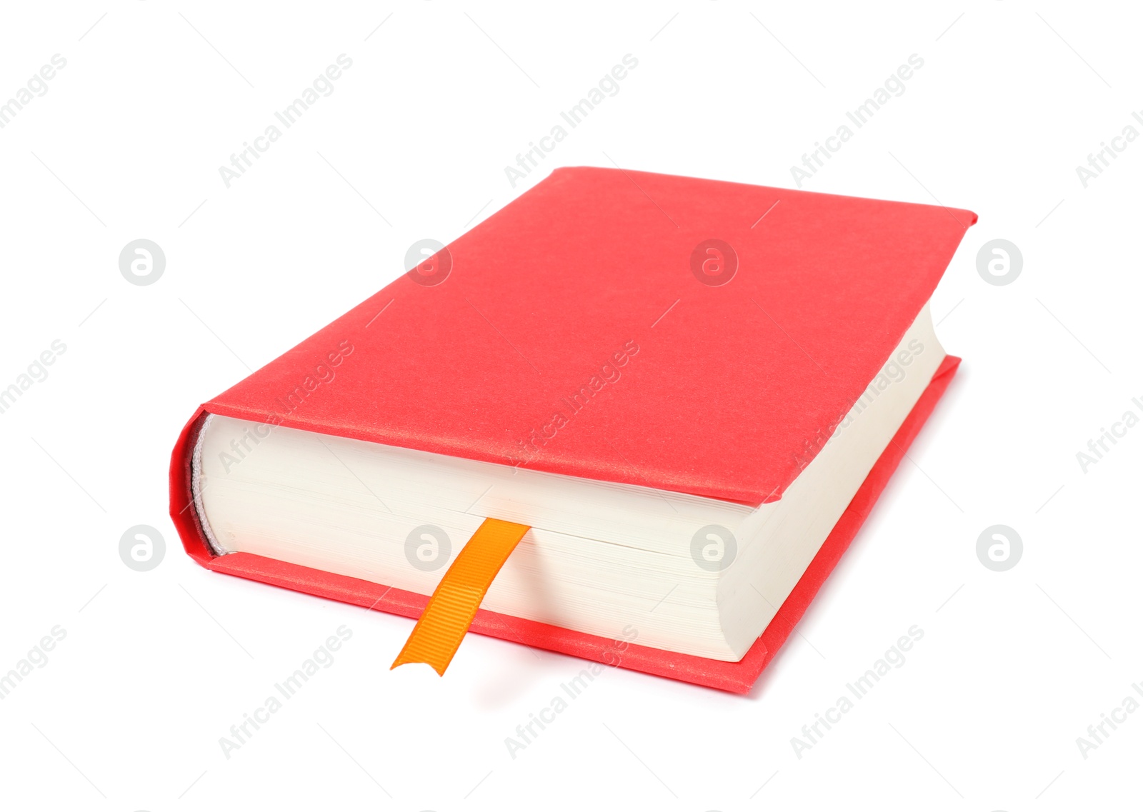 Photo of Book with ribbon bookmark isolated on white