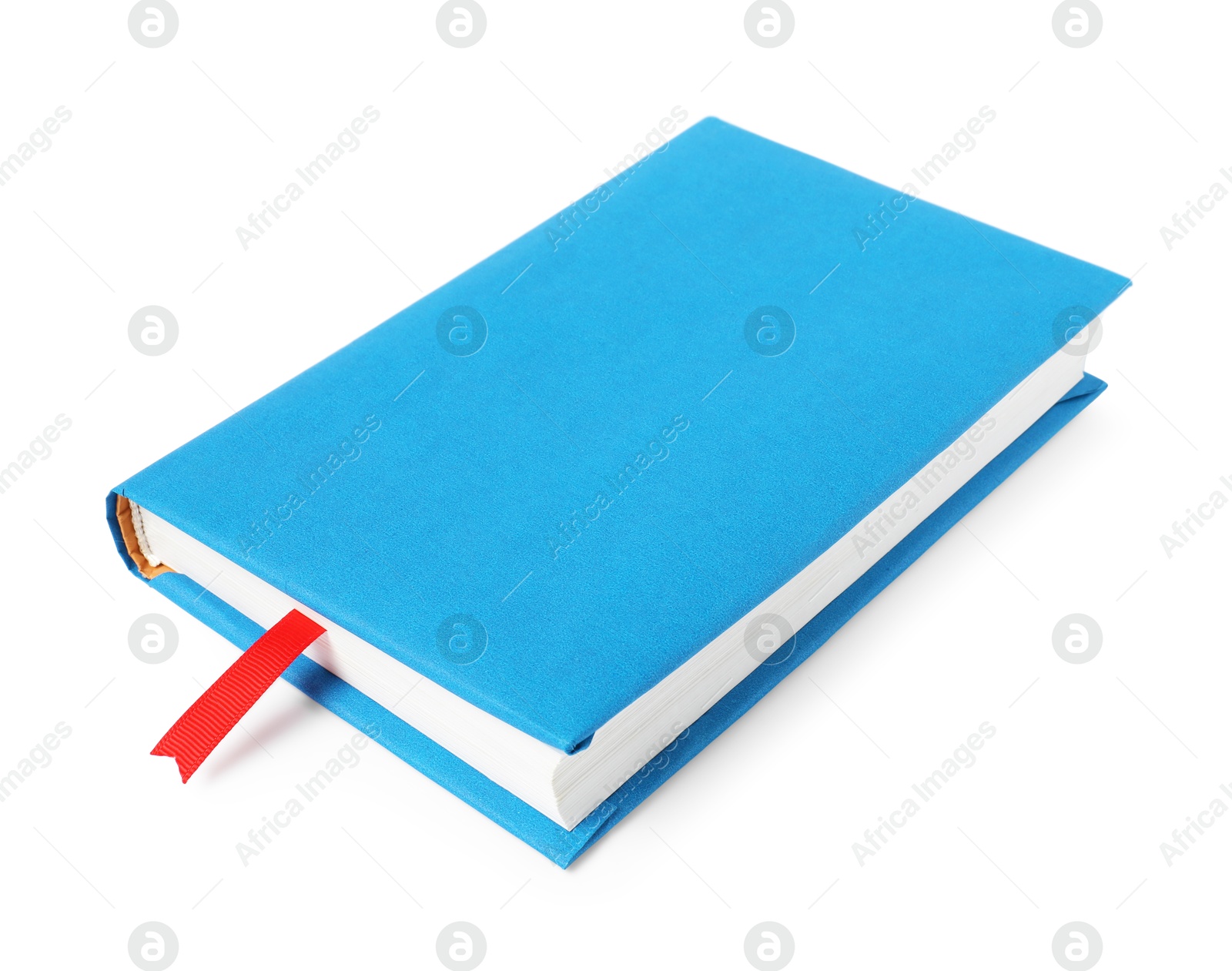 Photo of Book with ribbon bookmark isolated on white