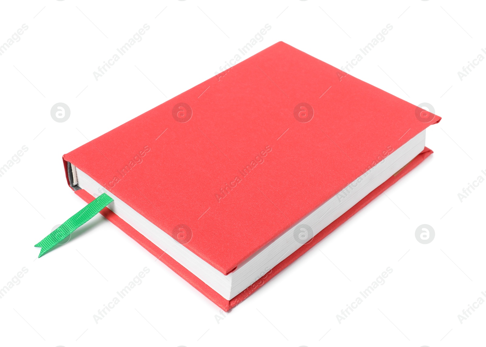 Photo of Book with ribbon bookmark isolated on white