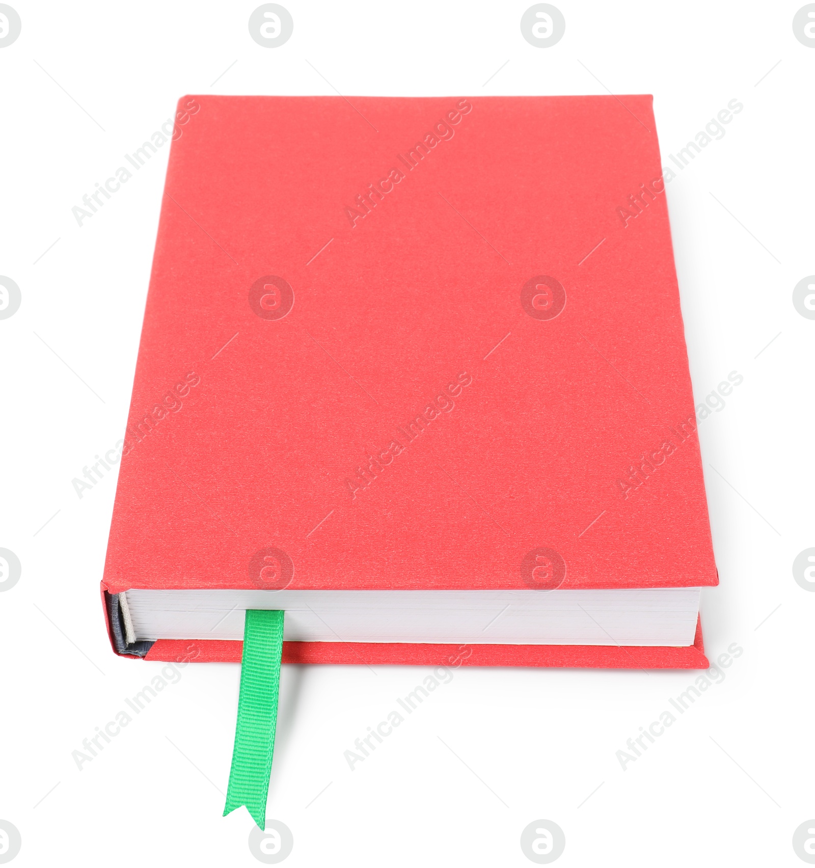 Photo of Book with ribbon bookmark isolated on white