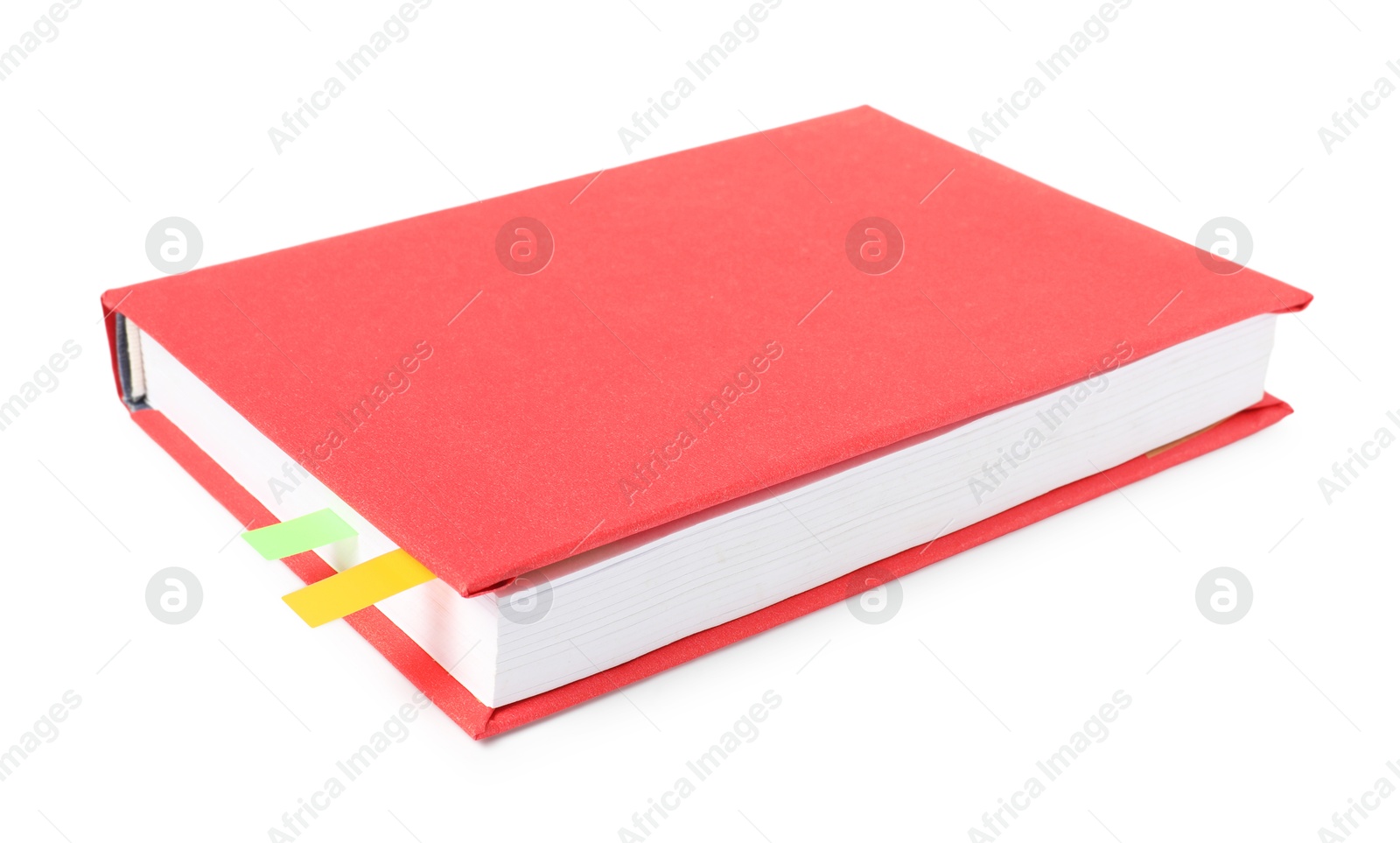 Photo of Book with colorful tabs isolated on white