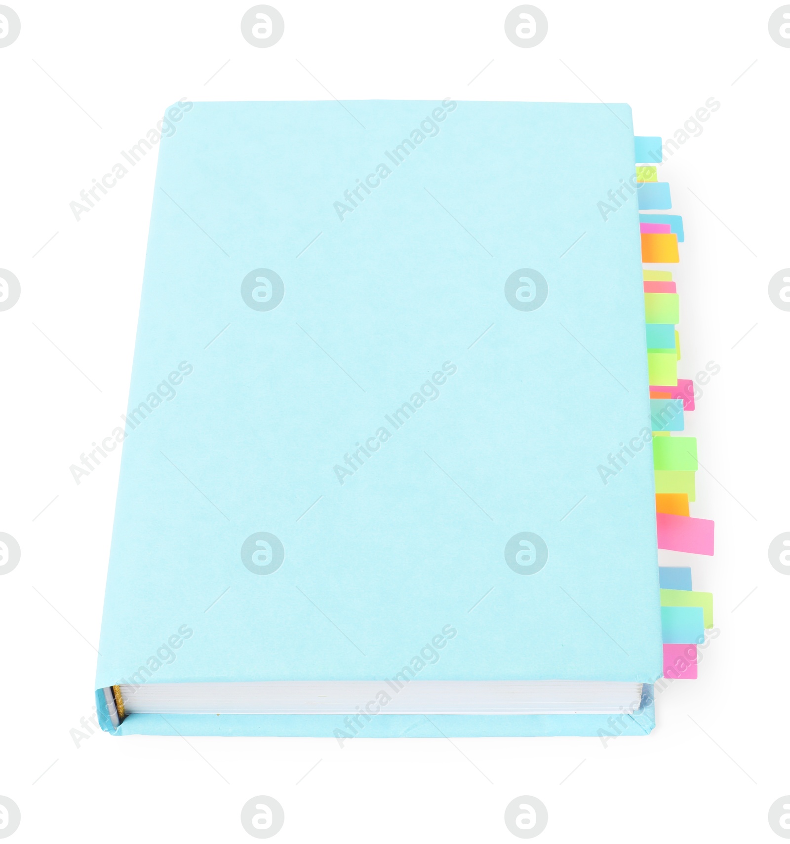 Photo of Book with colorful tabs isolated on white