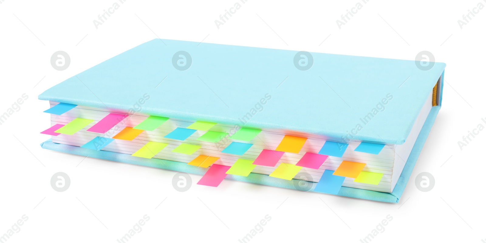 Photo of Book with colorful tabs isolated on white