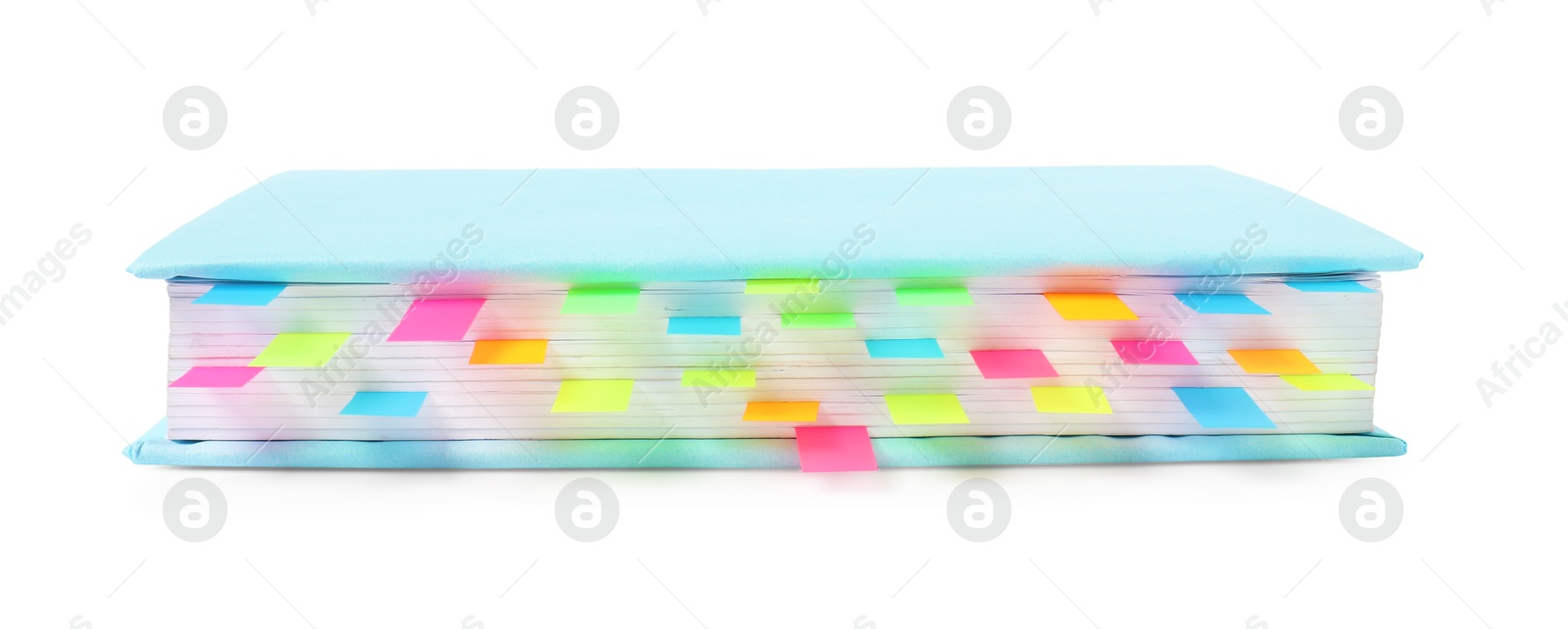 Photo of Book with colorful tabs isolated on white