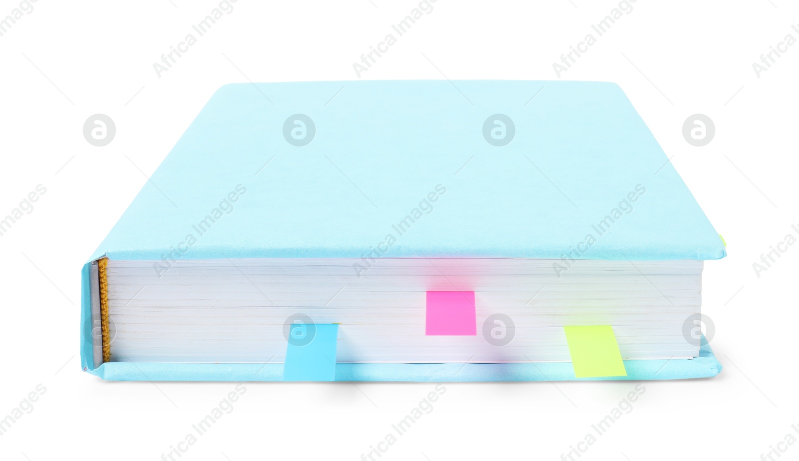 Photo of Book with colorful tabs isolated on white