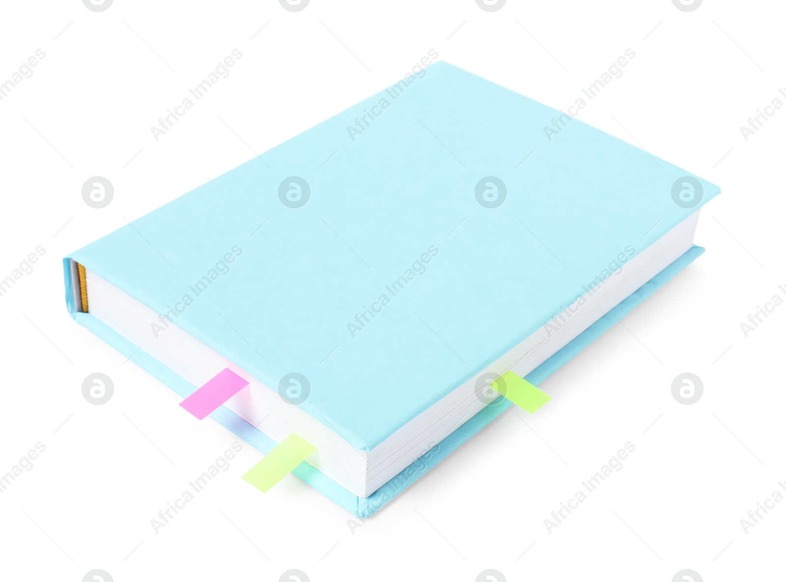 Photo of Book with colorful tabs isolated on white