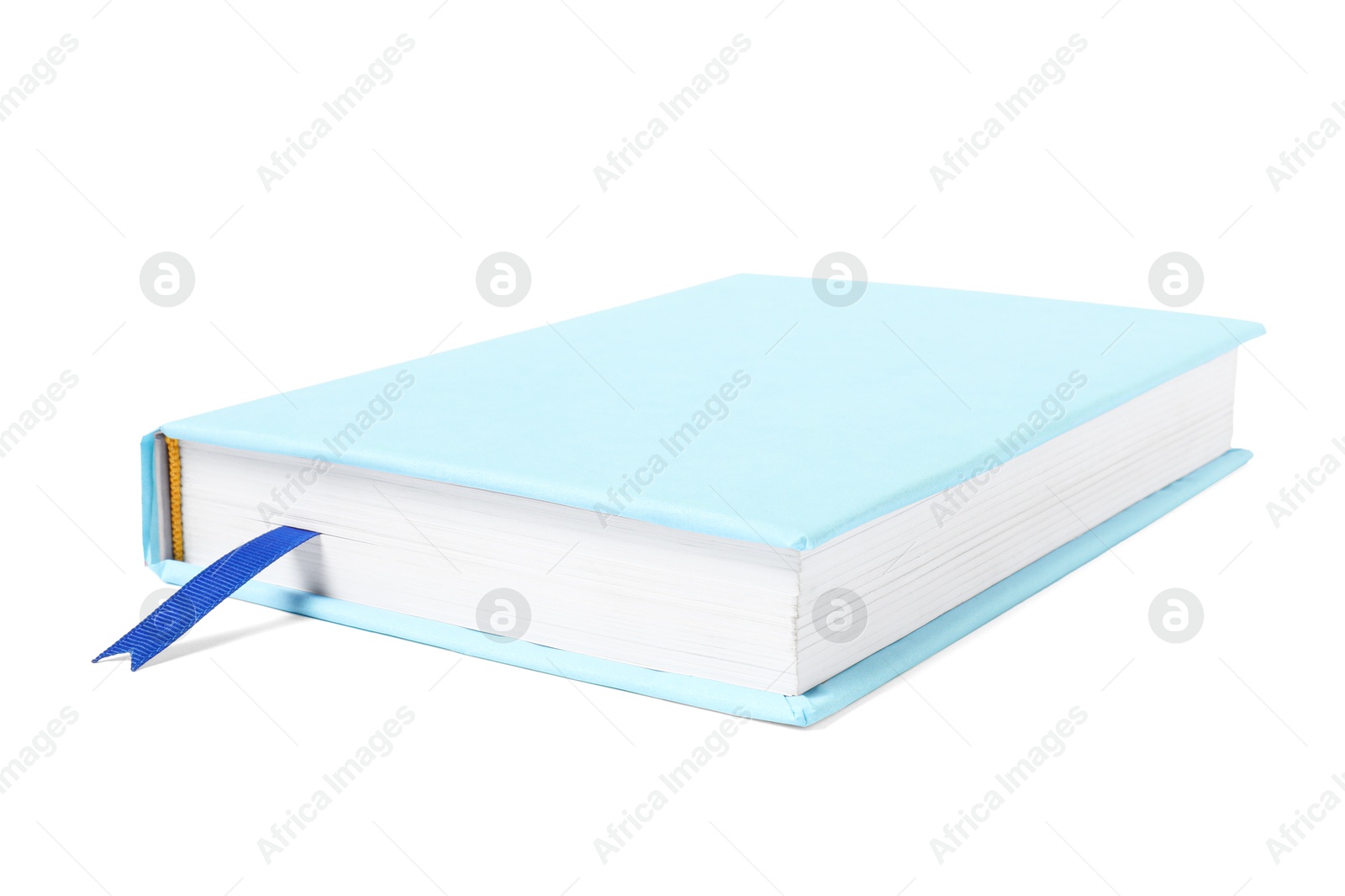 Photo of Book with ribbon bookmark isolated on white