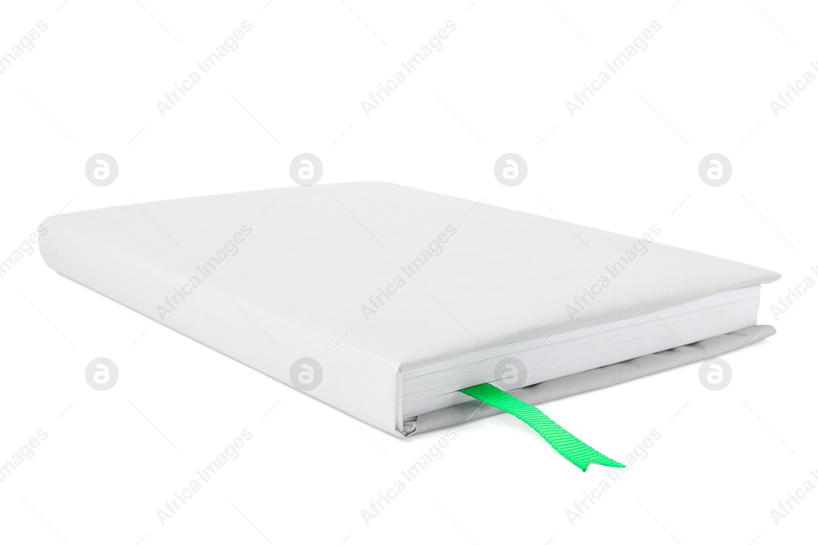 Photo of Book with ribbon bookmark isolated on white