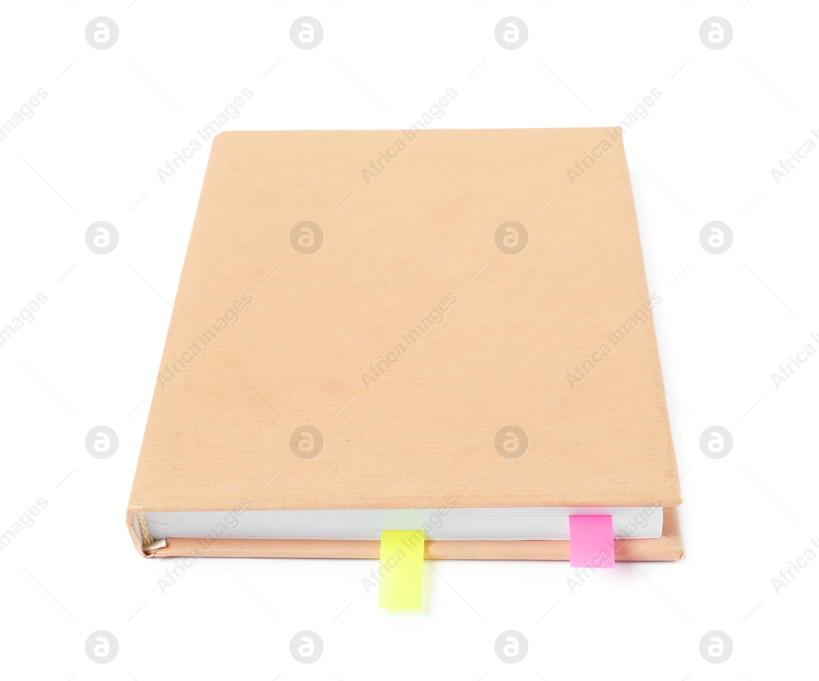 Photo of Book with colorful tabs isolated on white