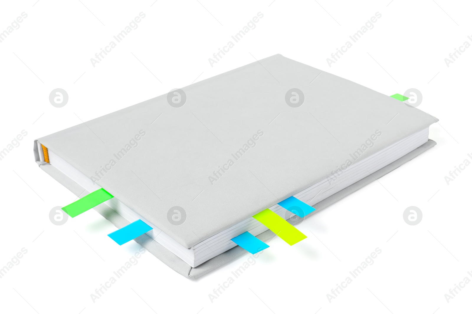 Photo of Book with colorful tabs isolated on white