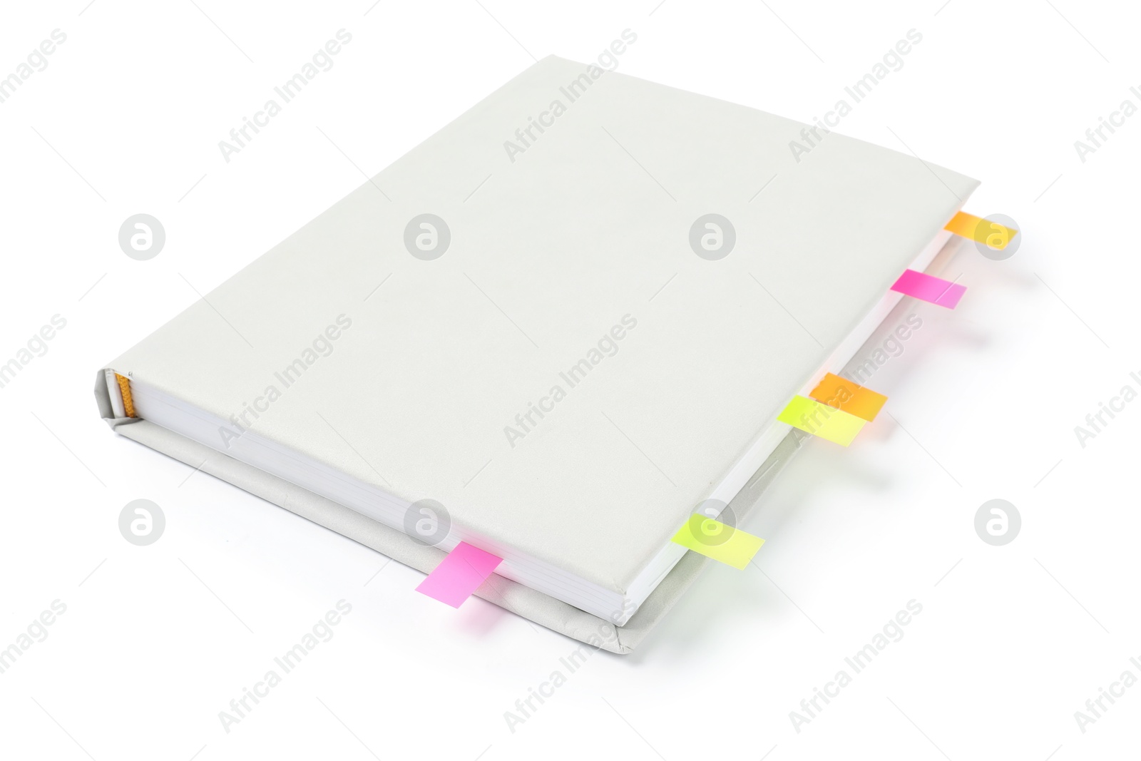 Photo of Book with colorful tabs isolated on white