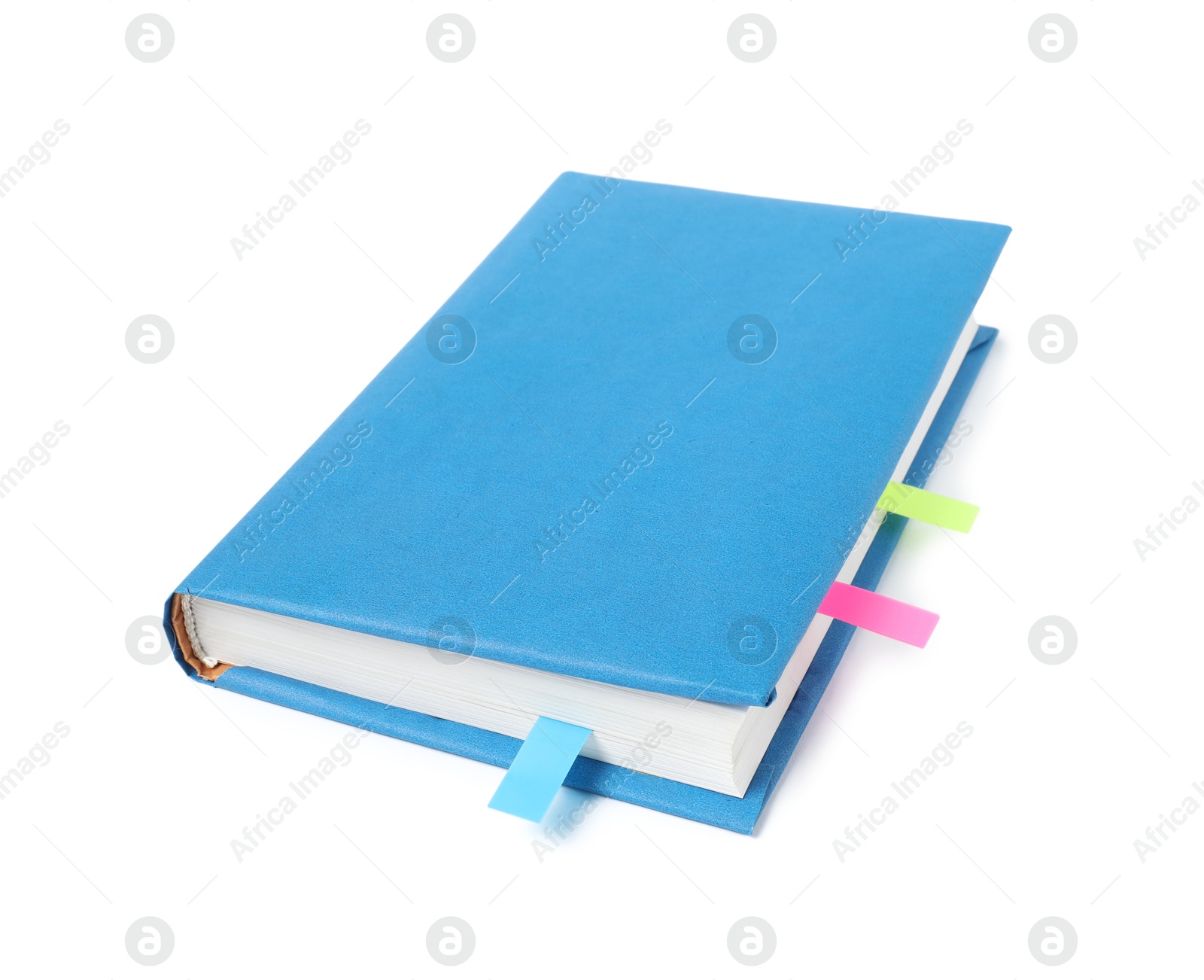 Photo of Book with colorful tabs isolated on white