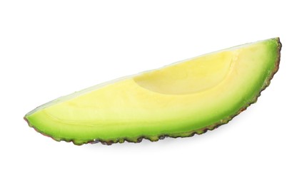 Photo of Slice of ripe avocado isolated on white