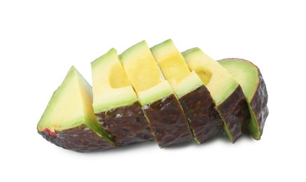 Photo of Slices of ripe avocado isolated on white