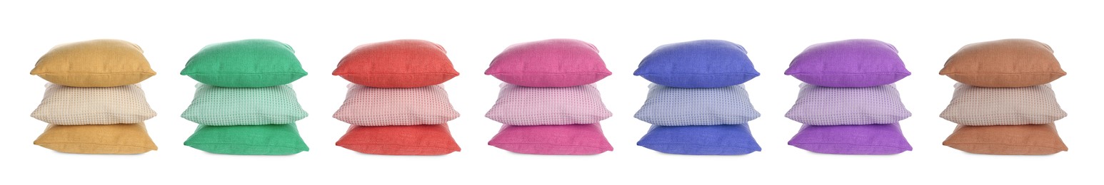 Image of PIllows in different colors isolated on white, set