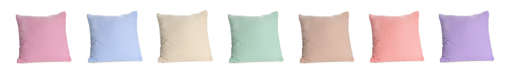 Image of PIllows in different colors isolated on white, set