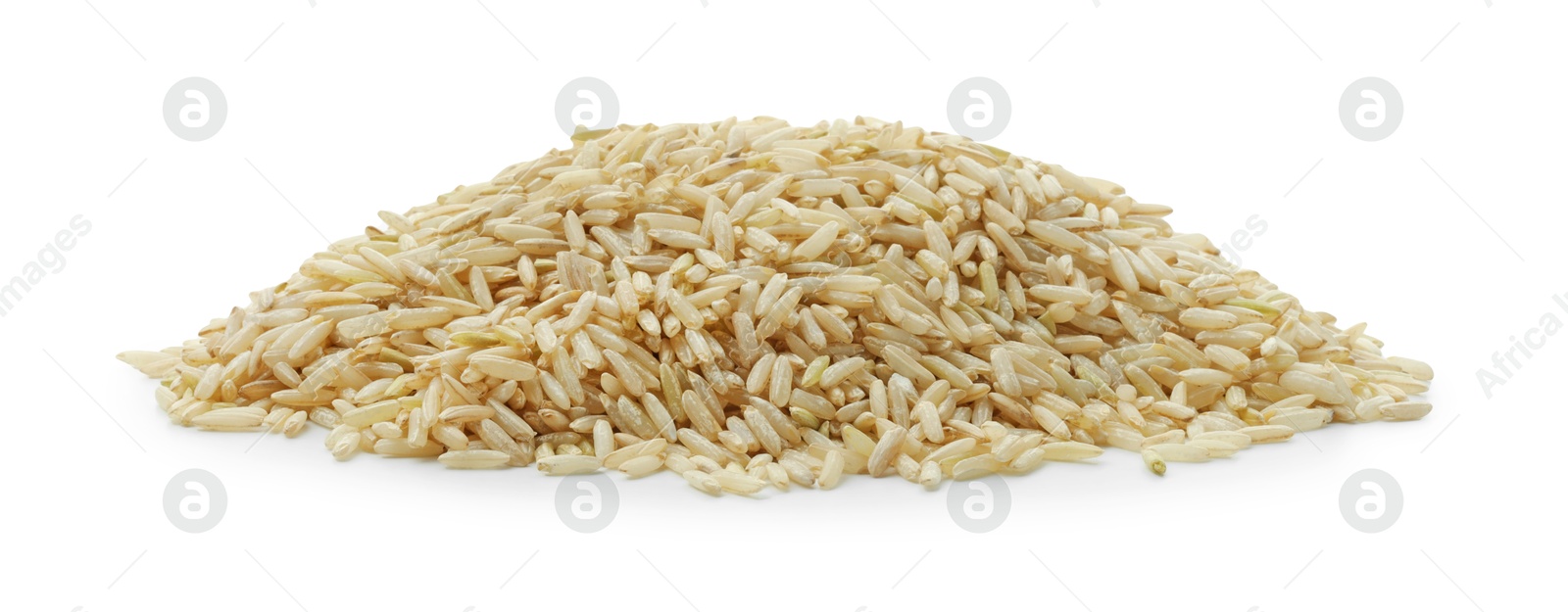 Pile of raw brown rice isolated on white Photo of Pile of raw brown rice isolated on white