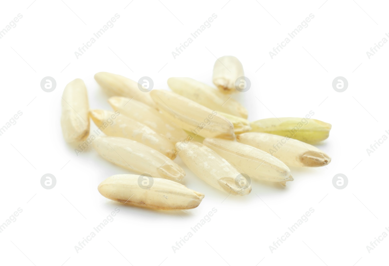 Photo of Fresh raw brown rice isolated on white