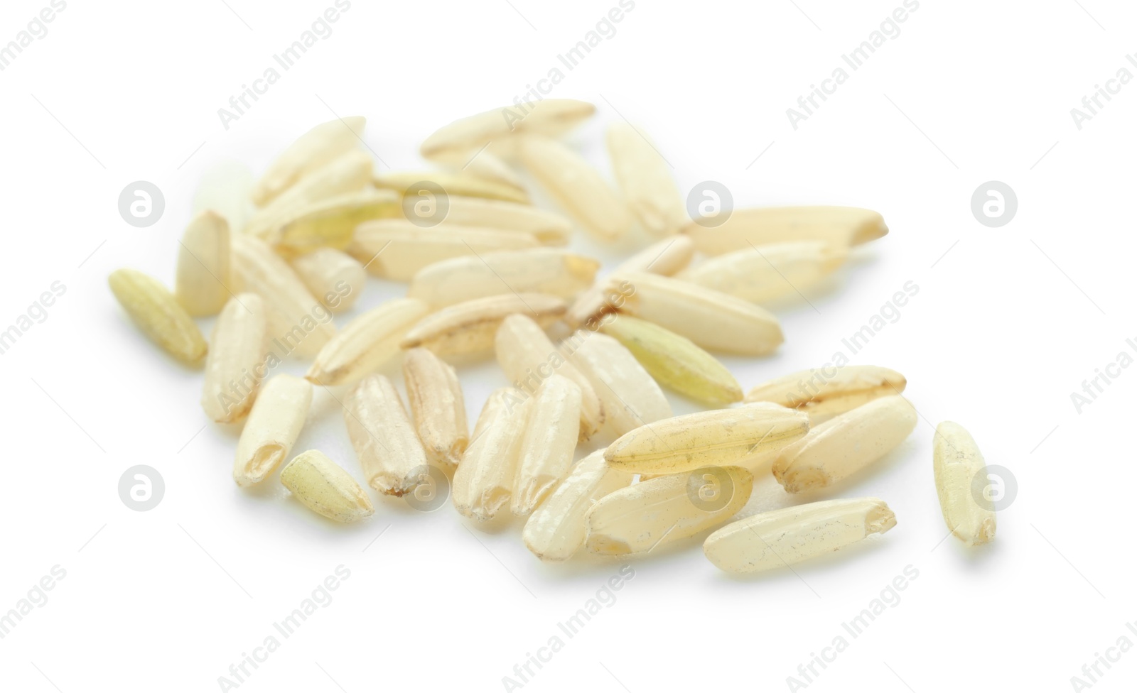 Photo of Fresh raw brown rice isolated on white