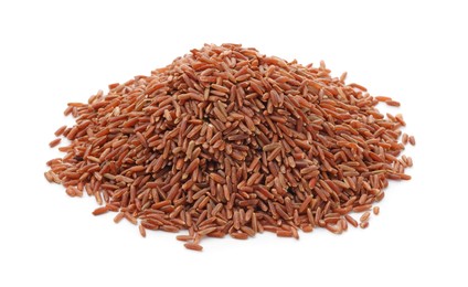 Photo of Fresh raw brown rice isolated on white