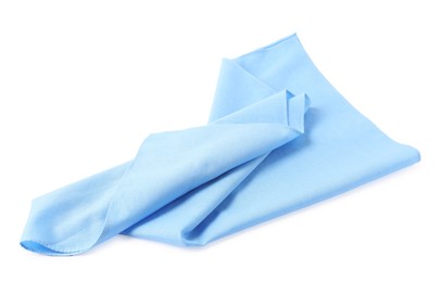 Photo of One light blue handkerchief isolated on white