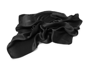 Photo of One black handkerchief isolated on white, above view