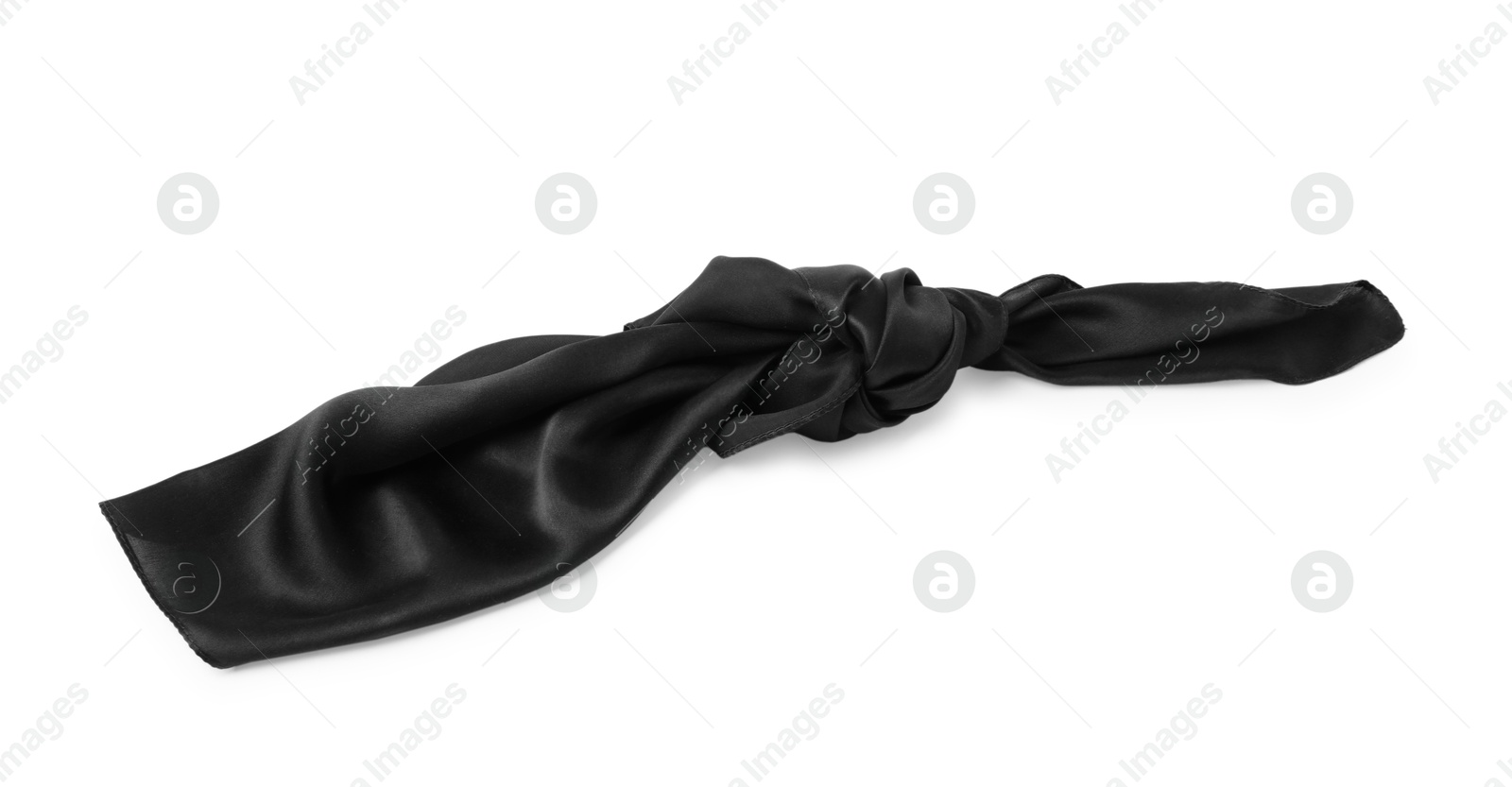 Photo of One black handkerchief isolated on white. Stylish accessory