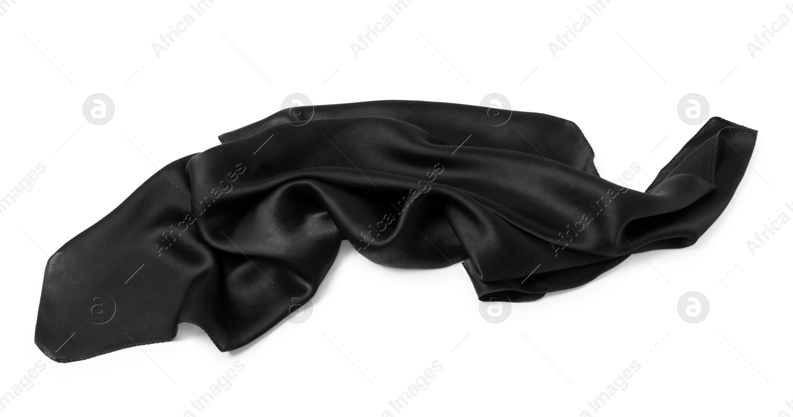 Photo of One black handkerchief isolated on white, above view