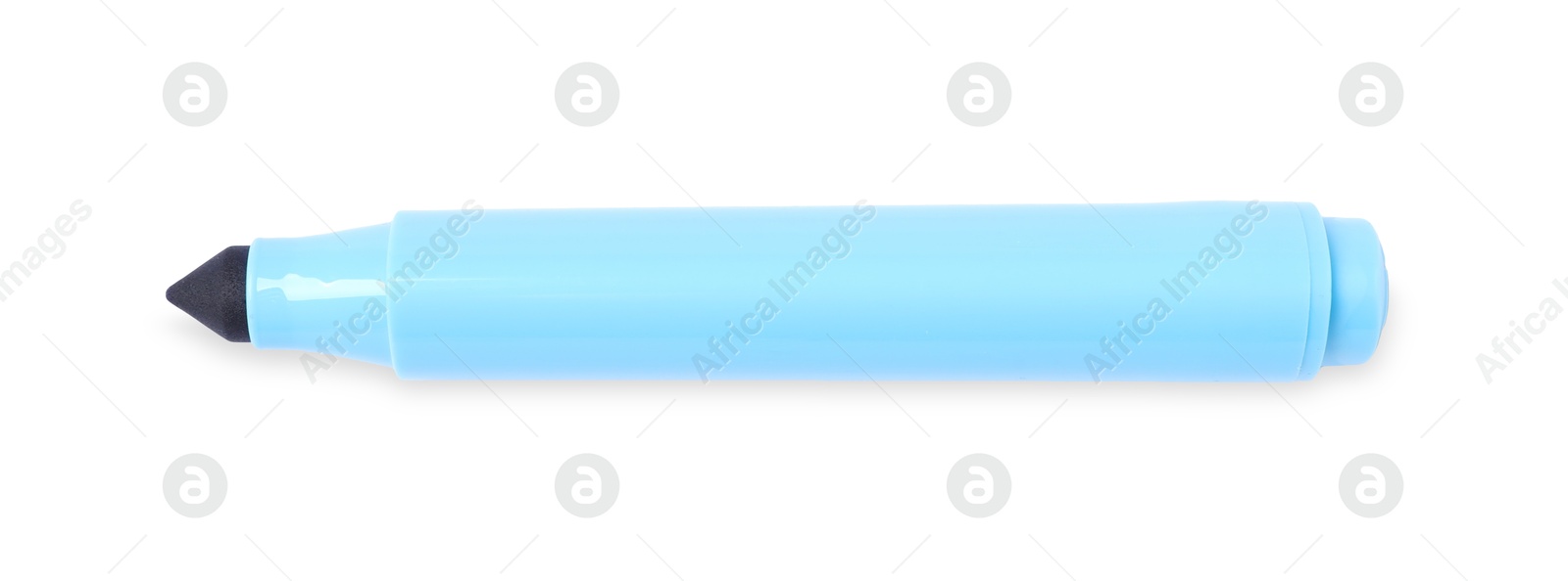 Photo of One light blue marker isolated on white, top view