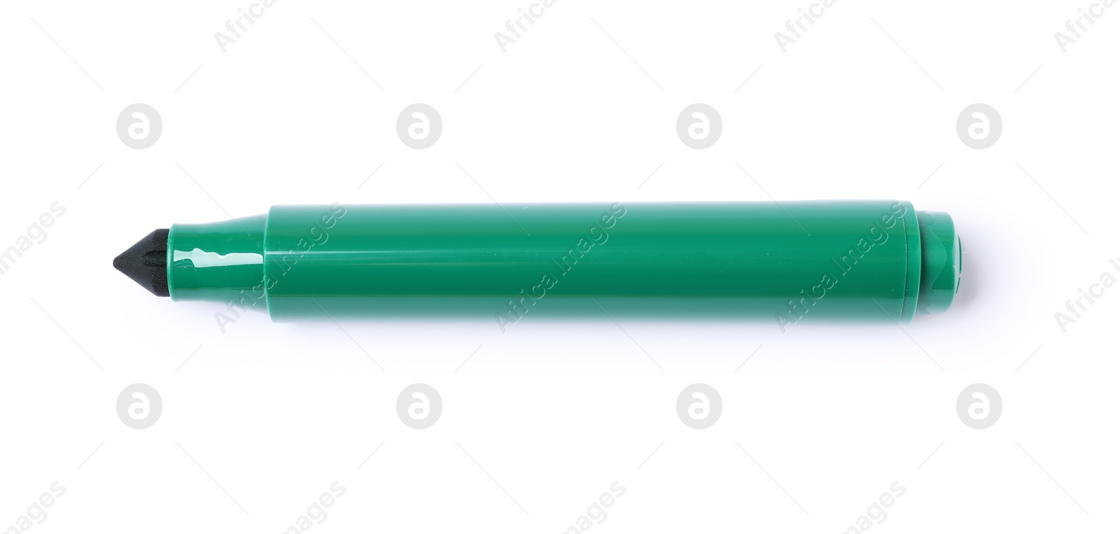 Photo of One green marker isolated on white, top view