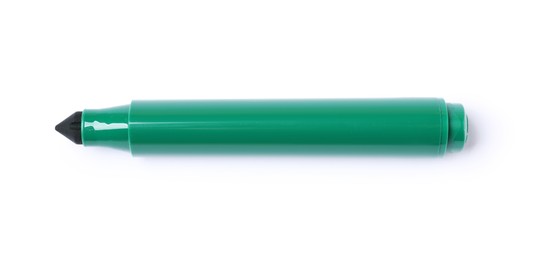 Photo of One green marker isolated on white, top view