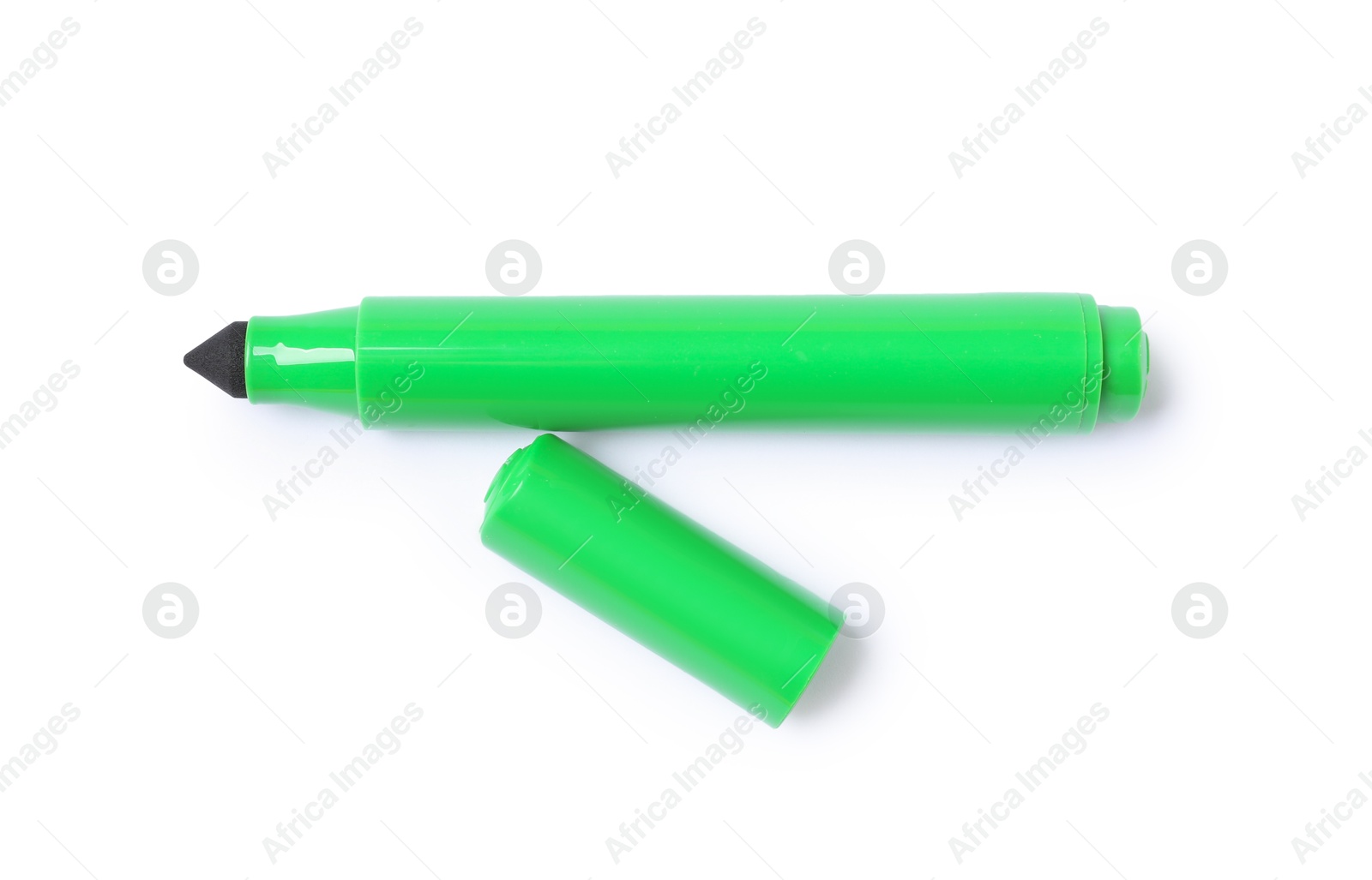 Photo of One green marker isolated on white, top view