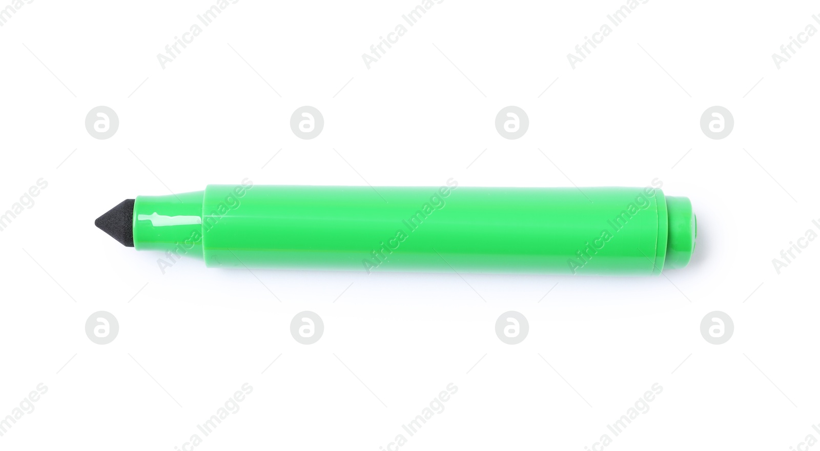 Photo of One green marker isolated on white, top view