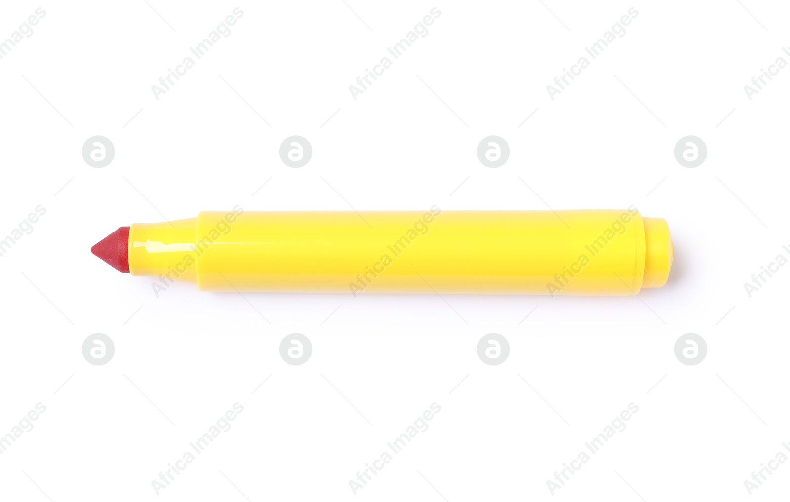 Photo of One yellow marker isolated on white, top view