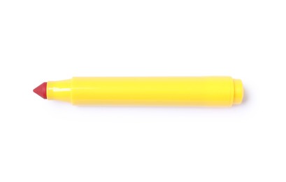 Photo of One yellow marker isolated on white, top view