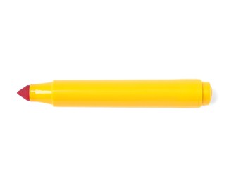 Photo of One yellow marker isolated on white, top view