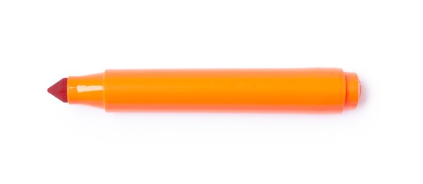 Photo of One orange marker isolated on white, top view