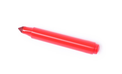 Photo of One red marker isolated on white, top view