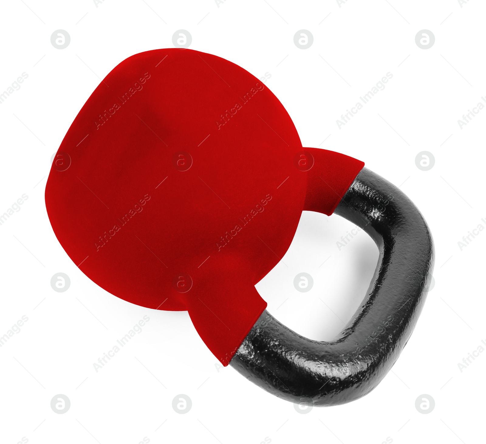 Image of One red kettlebell isolated on white. Workout equipment