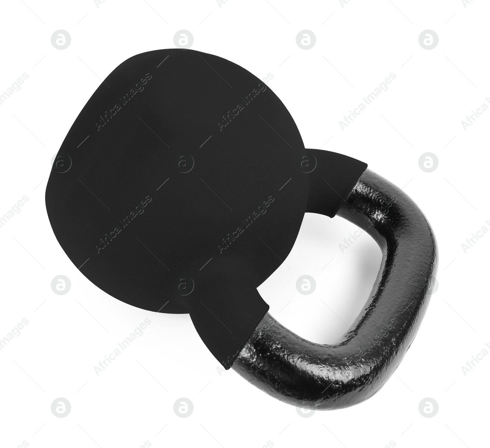 Image of One black kettlebell isolated on white. Workout equipment