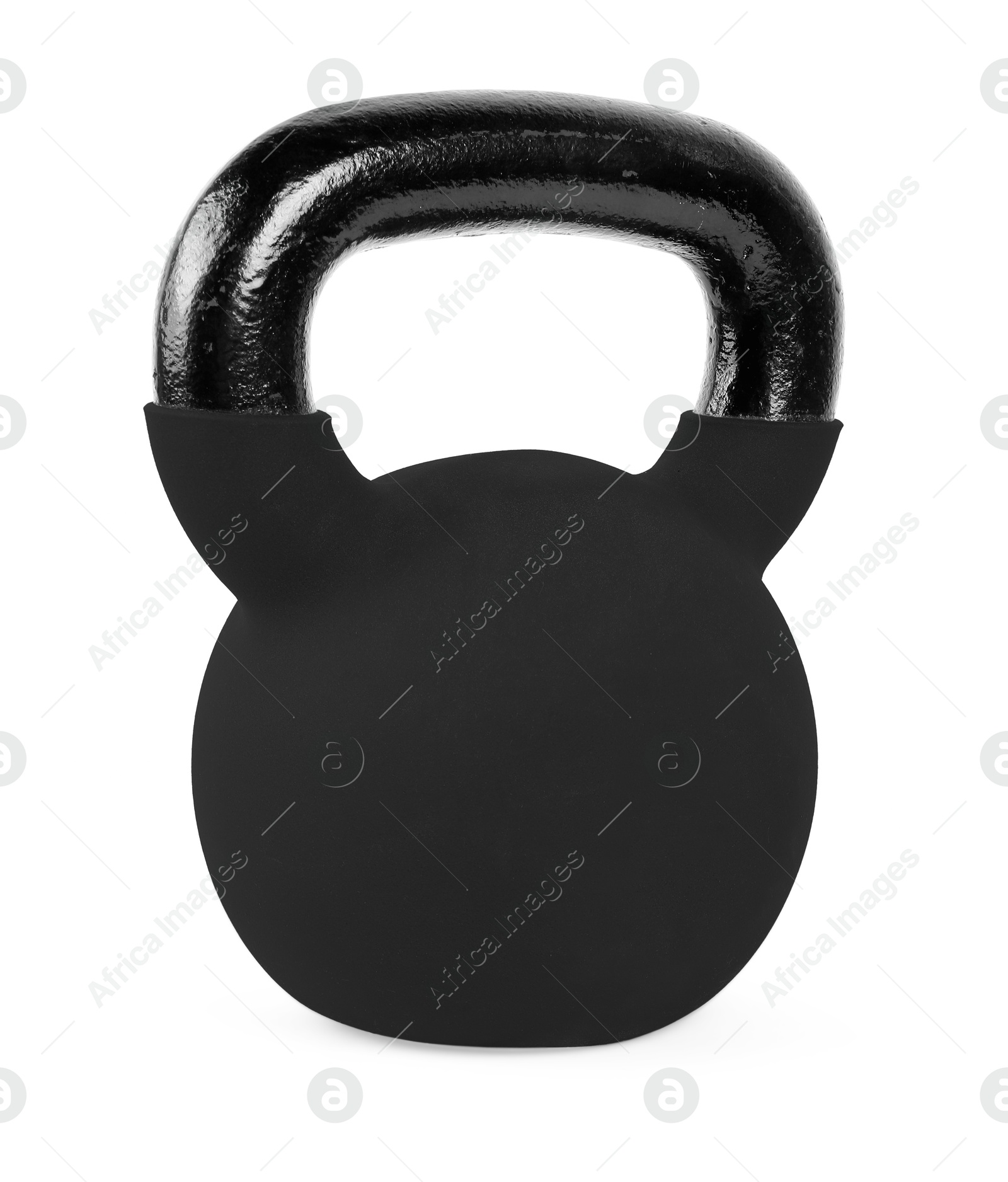 Image of One black kettlebell isolated on white. Workout equipment