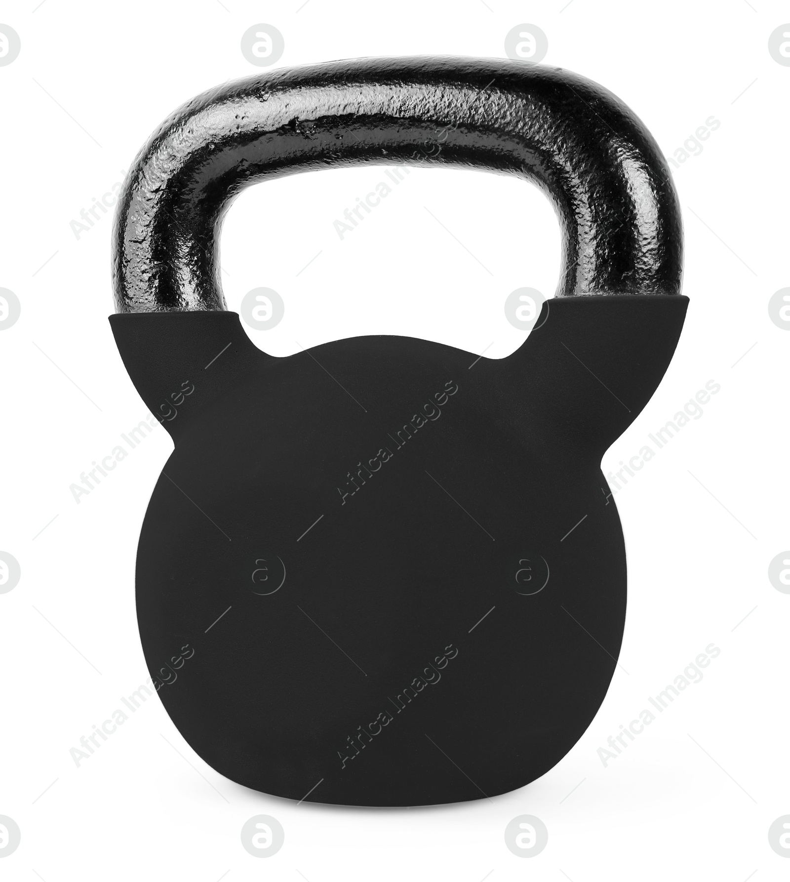 Image of One black kettlebell isolated on white. Workout equipment